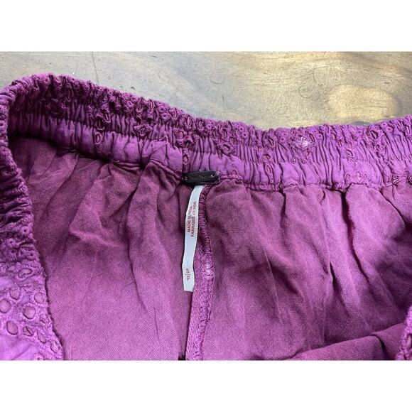 Free People Serenity Mini Skirt Size S Purple Eyelet Broderie Anglaise Ruffle - Picture 3 of 9